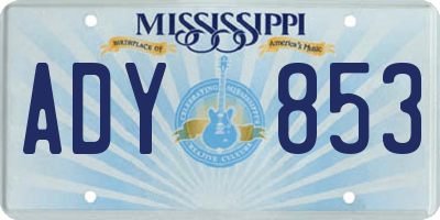 MS license plate ADY853