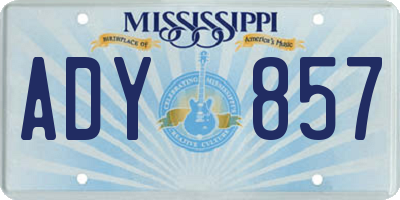 MS license plate ADY857
