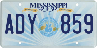 MS license plate ADY859