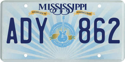MS license plate ADY862
