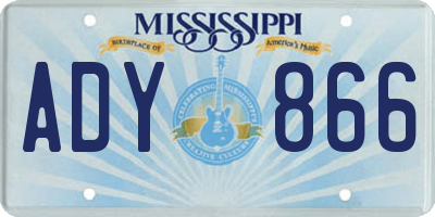 MS license plate ADY866