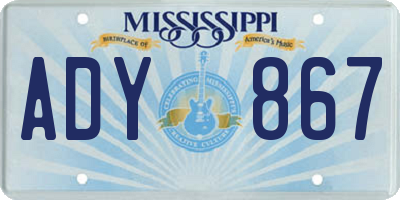 MS license plate ADY867