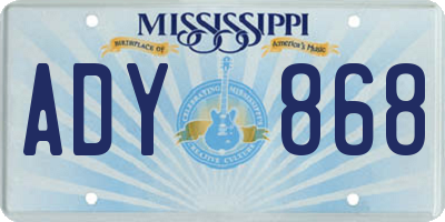 MS license plate ADY868