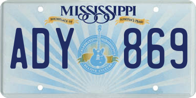 MS license plate ADY869