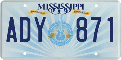 MS license plate ADY871