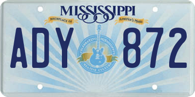 MS license plate ADY872