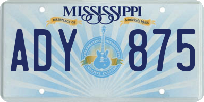 MS license plate ADY875