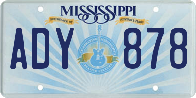 MS license plate ADY878