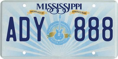 MS license plate ADY888
