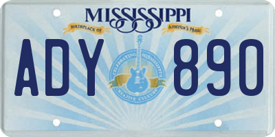 MS license plate ADY890