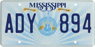 MS license plate ADY894