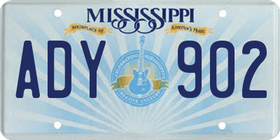 MS license plate ADY902
