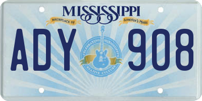 MS license plate ADY908