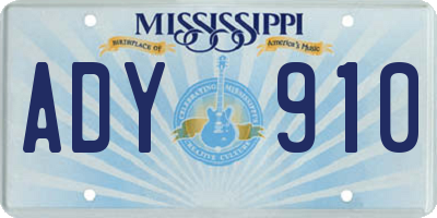 MS license plate ADY910