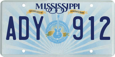 MS license plate ADY912