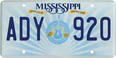 MS license plate ADY920