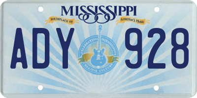 MS license plate ADY928