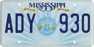 MS license plate ADY930