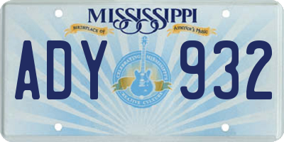 MS license plate ADY932