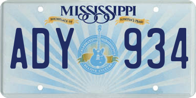 MS license plate ADY934