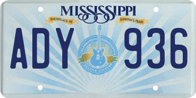 MS license plate ADY936
