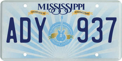 MS license plate ADY937