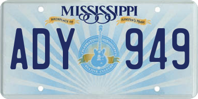 MS license plate ADY949
