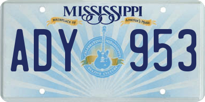 MS license plate ADY953