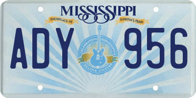 MS license plate ADY956