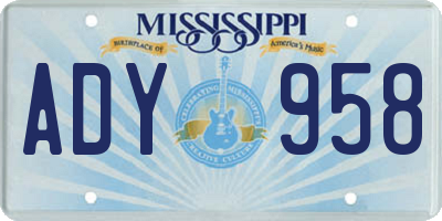 MS license plate ADY958