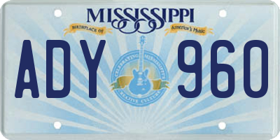 MS license plate ADY960