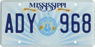 MS license plate ADY968