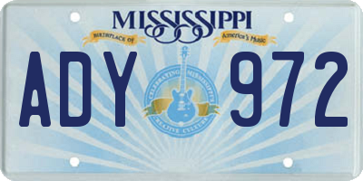 MS license plate ADY972