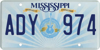 MS license plate ADY974
