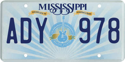 MS license plate ADY978