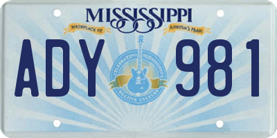 MS license plate ADY981