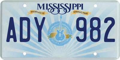 MS license plate ADY982