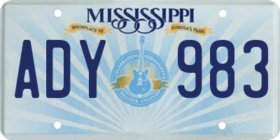 MS license plate ADY983