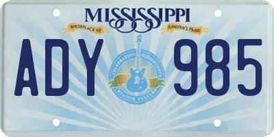MS license plate ADY985