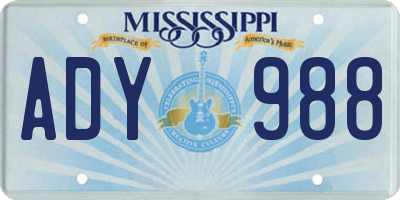 MS license plate ADY988