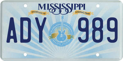 MS license plate ADY989