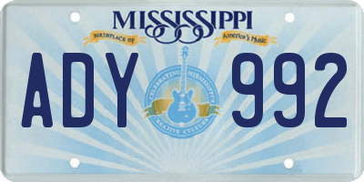MS license plate ADY992