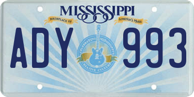 MS license plate ADY993