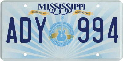 MS license plate ADY994