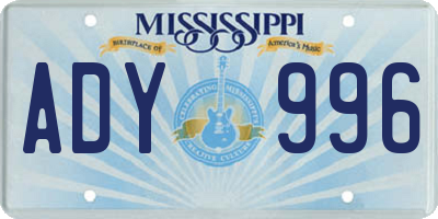 MS license plate ADY996
