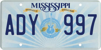 MS license plate ADY997