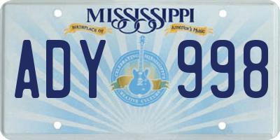 MS license plate ADY998