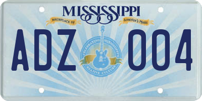 MS license plate ADZ004