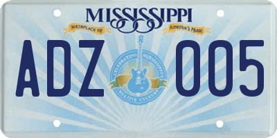MS license plate ADZ005
