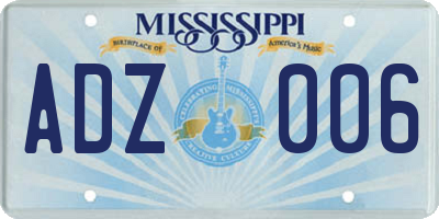 MS license plate ADZ006